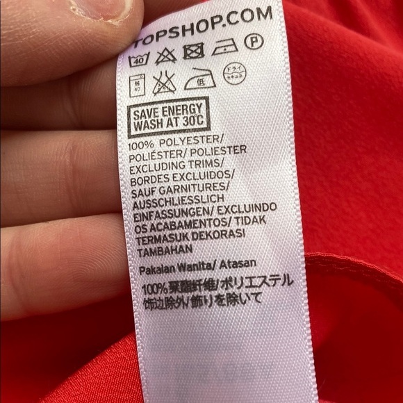 Top Shop Vibrant Red Blouse with Bell Sleeves and Ruffled Details - Picture 10 of 13